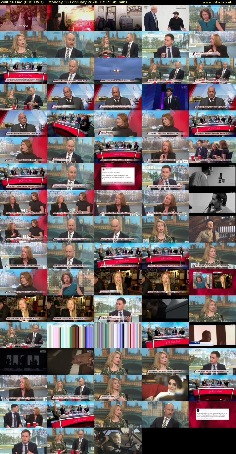 Politics Live (BBC TWO) Monday 10 February 2020 12:15 - 13:00