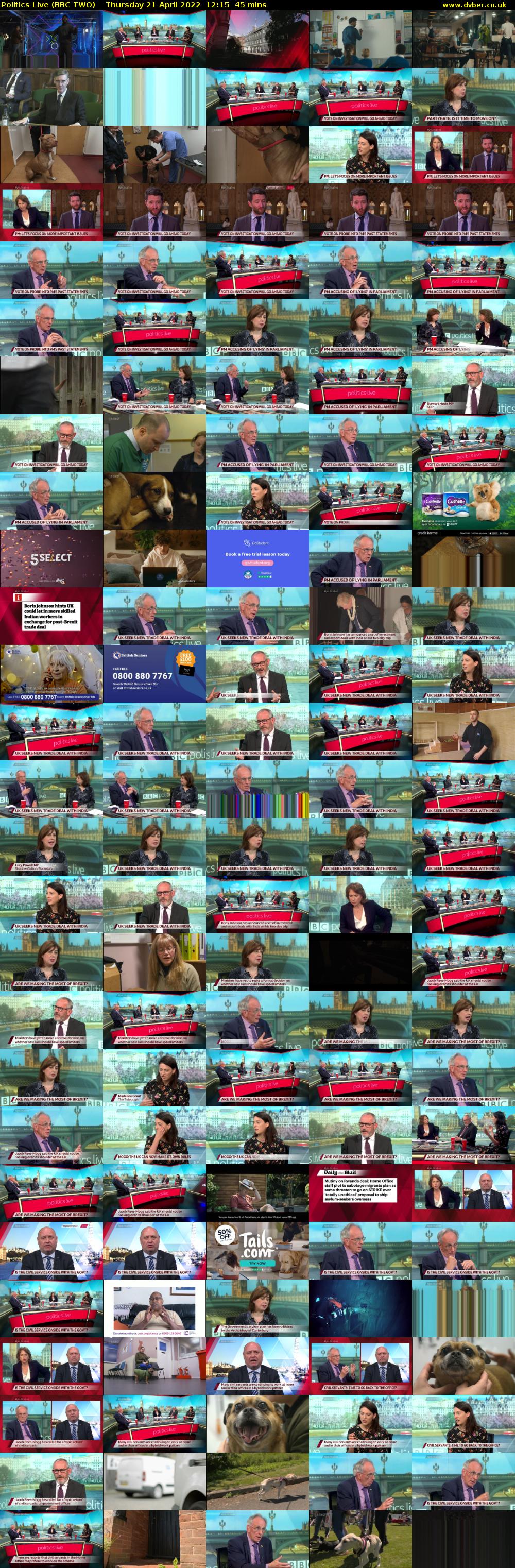 Politics Live (BBC TWO) Thursday 21 April 2022 12:15 - 13:00