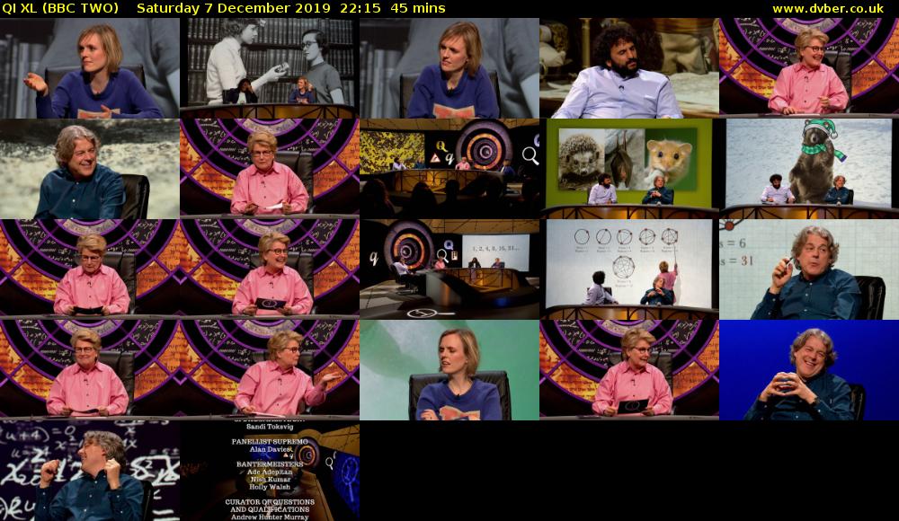 QI XL (BBC TWO) Saturday 7 December 2019 22:15 - 23:00
