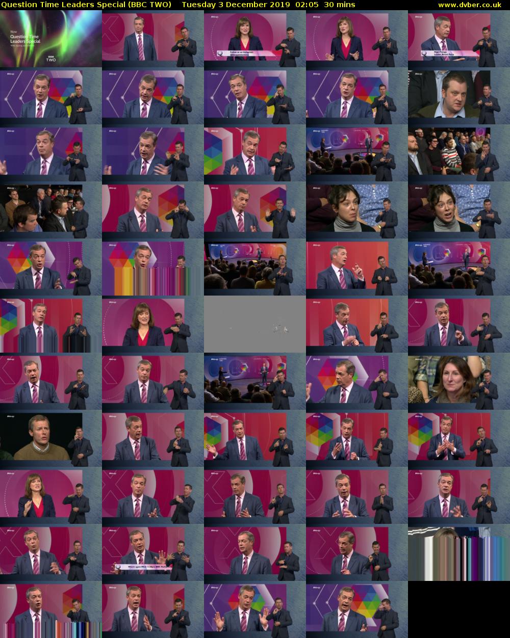 Question Time Leaders Special (BBC TWO) Tuesday 3 December 2019 02:05 - 02:35