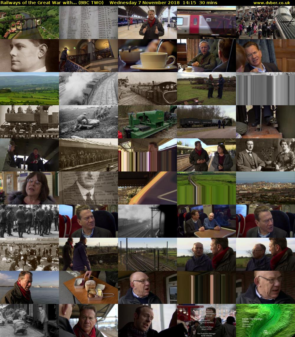 Railways of the Great War with... (BBC TWO) Wednesday 7 November 2018 14:15 - 14:45