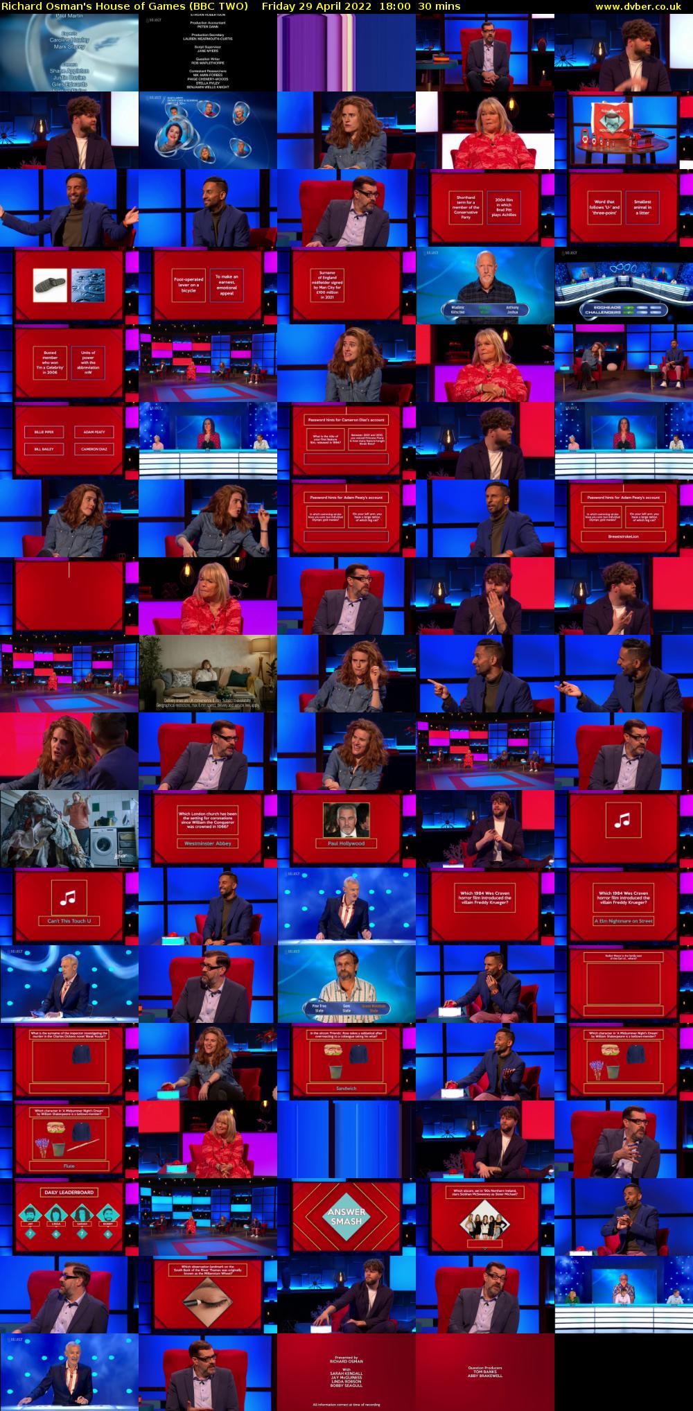 Richard Osman's House of Games (BBC TWO) Friday 29 April 2022 18:00 - 18:30