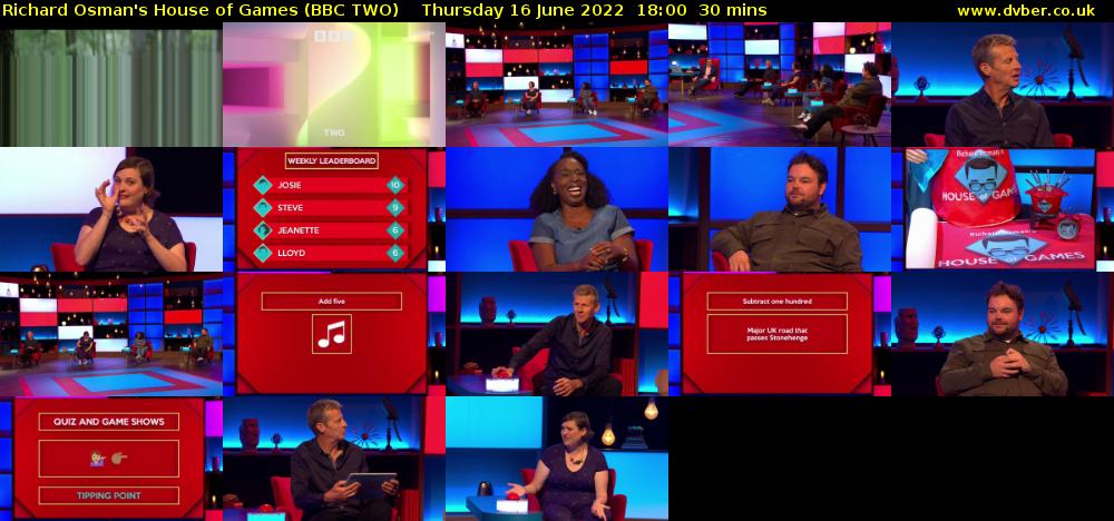 Richard Osman's House of Games (BBC TWO) Thursday 16 June 2022 18:00 - 18:30