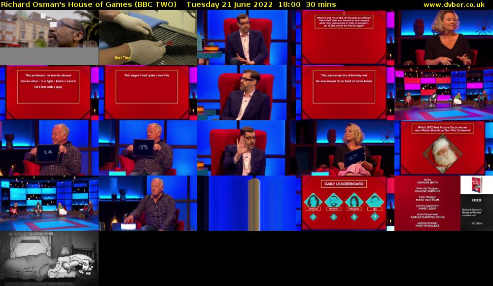 Richard Osman's House of Games (BBC TWO) Tuesday 21 June 2022 18:00 - 18:30