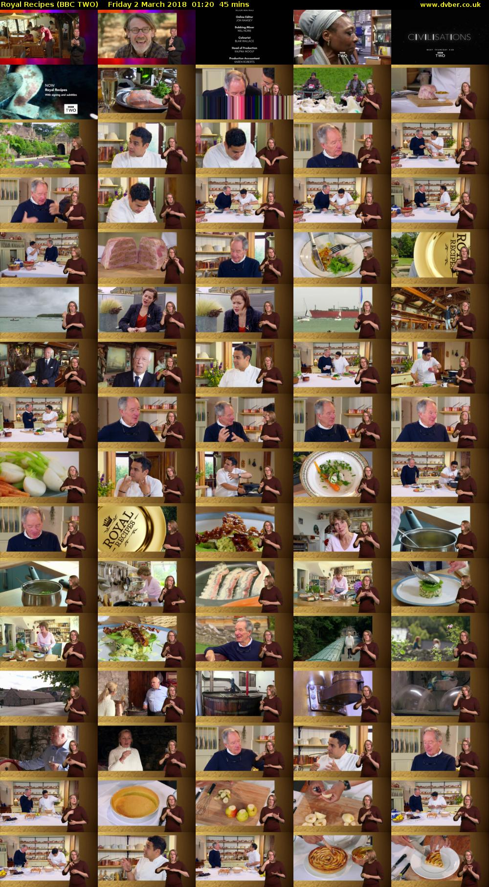 Royal Recipes (BBC TWO) Friday 2 March 2018 01:20 - 02:05