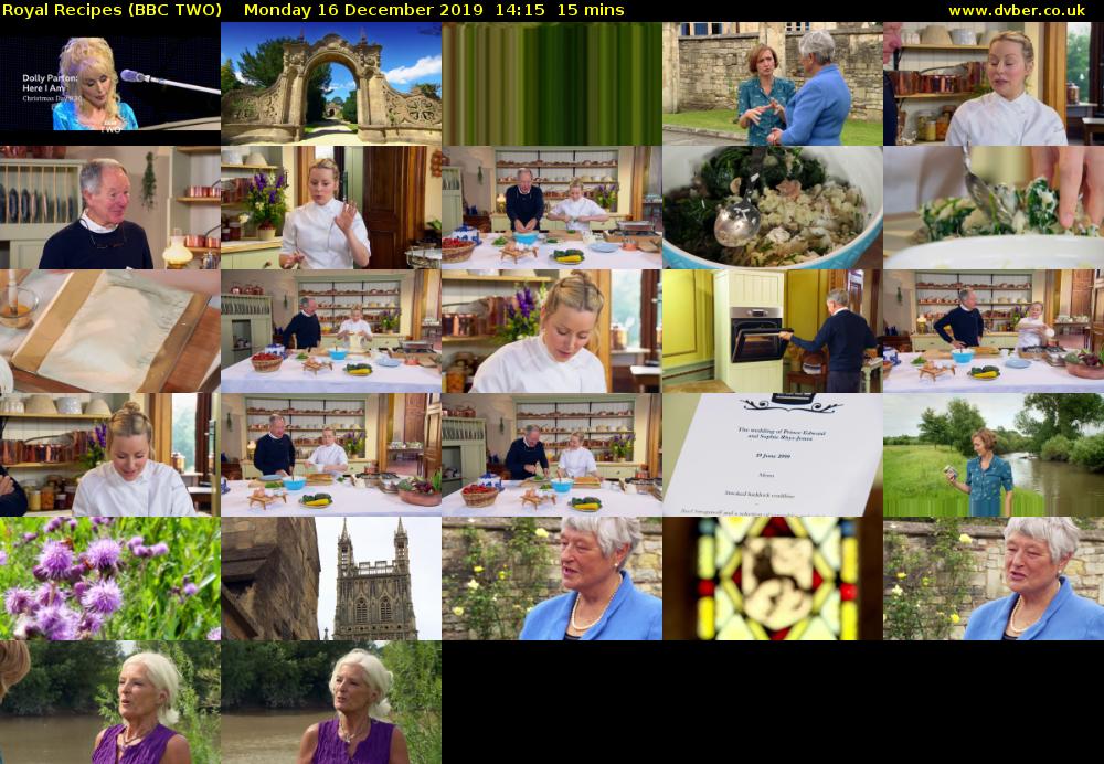 Royal Recipes (BBC TWO) Monday 16 December 2019 14:15 - 14:30
