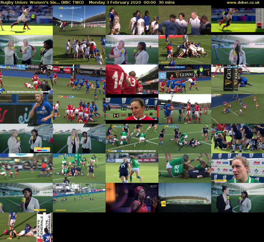 Rugby Union: Women's Six... (BBC TWO) Monday 3 February 2020 00:00 - 00:30