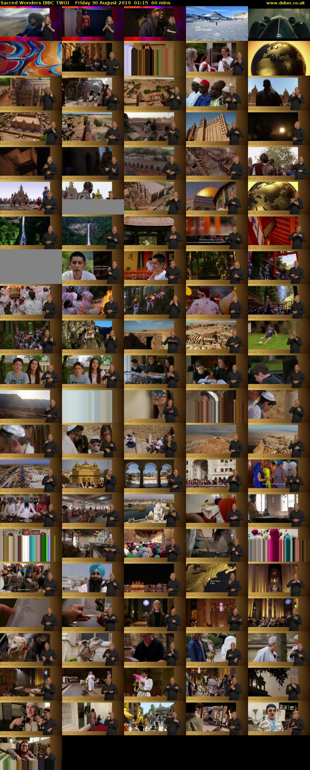Sacred Wonders (BBC TWO) Friday 30 August 2019 01:15 - 02:15