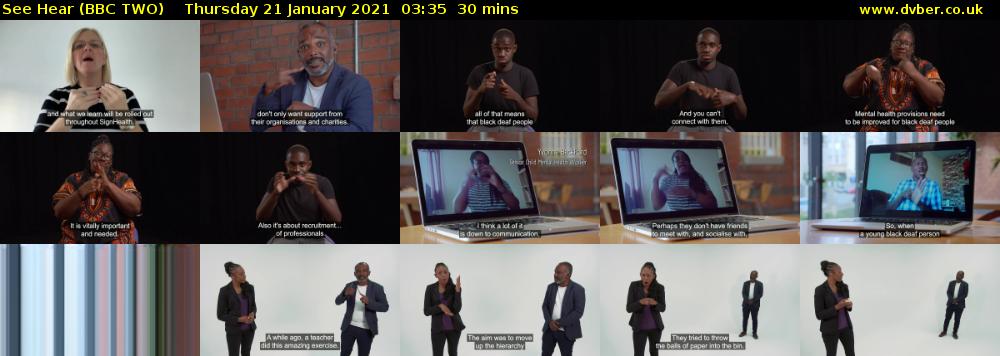 See Hear (BBC TWO) Thursday 21 January 2021 03:35 - 04:05