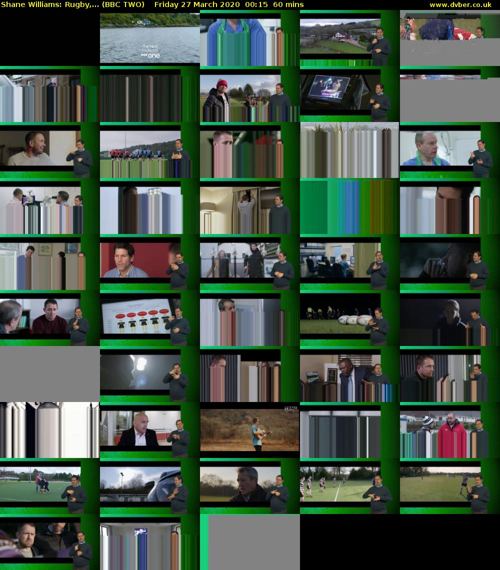 Shane Williams: Rugby,... (BBC TWO) Friday 27 March 2020 00:15 - 01:15