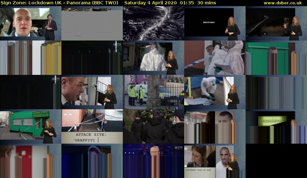 Sign Zone: Lockdown UK - Panorama (BBC TWO) Saturday 4 April 2020 01:35 - 02:05