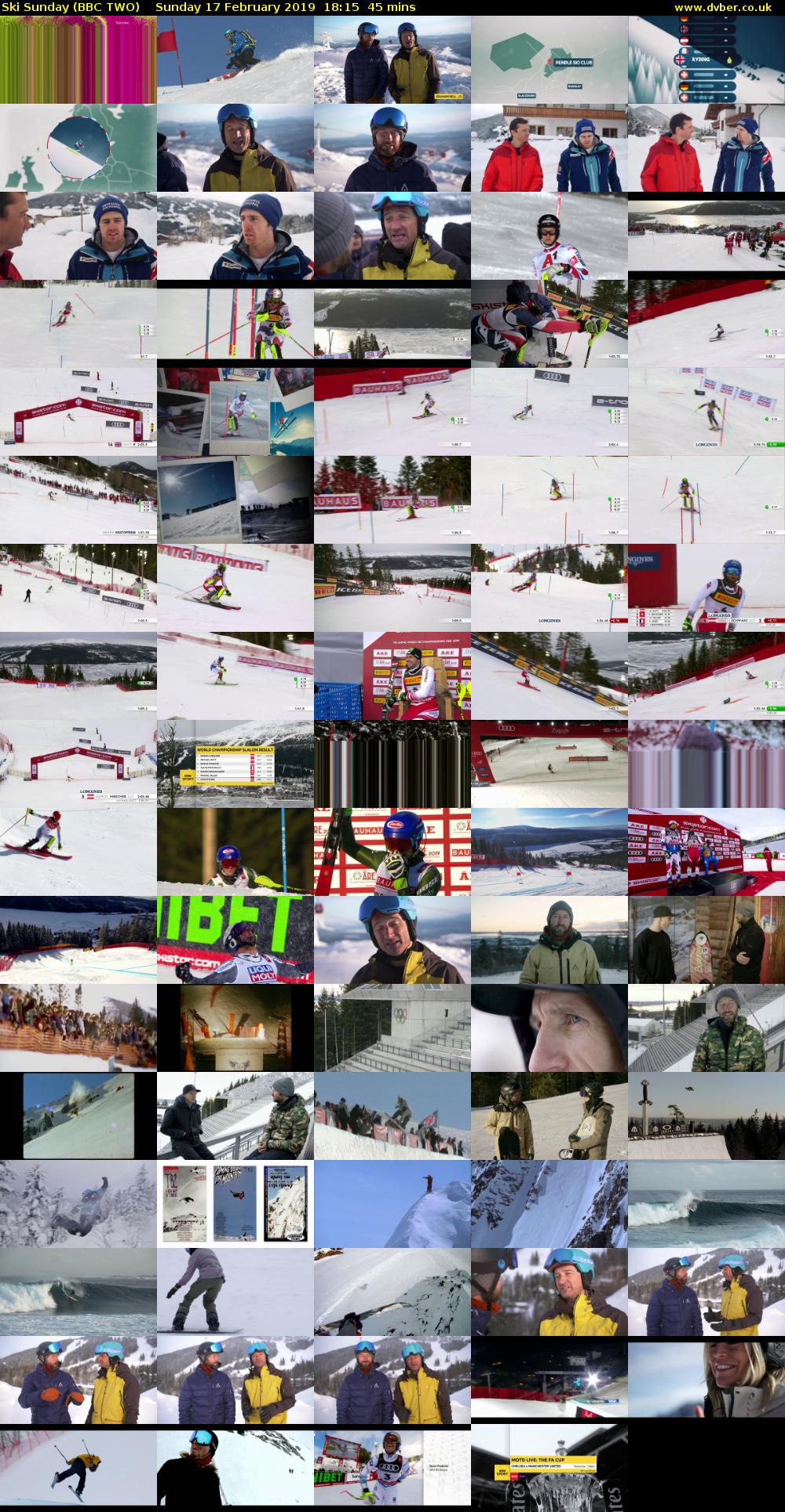 Ski Sunday (BBC TWO) Sunday 17 February 2019 18:15 - 19:00