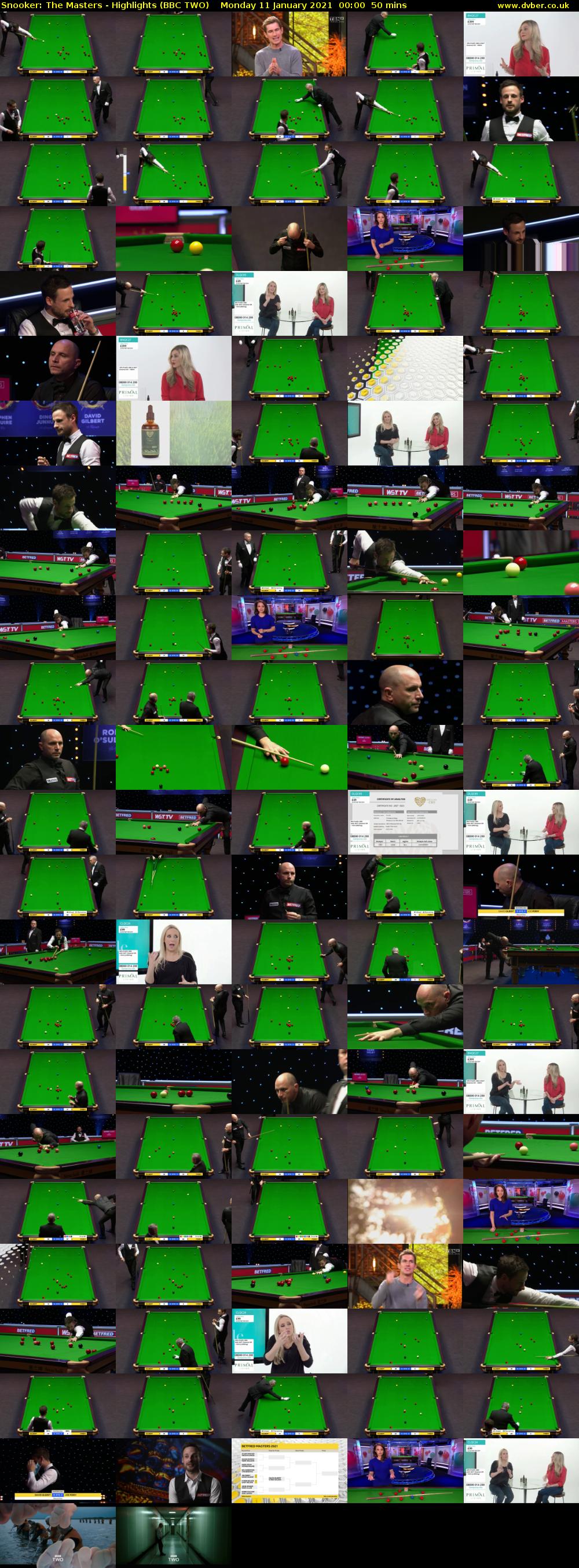 Snooker: The Masters - Highlights (BBC TWO) Monday 11 January 2021 00:00 - 00:50