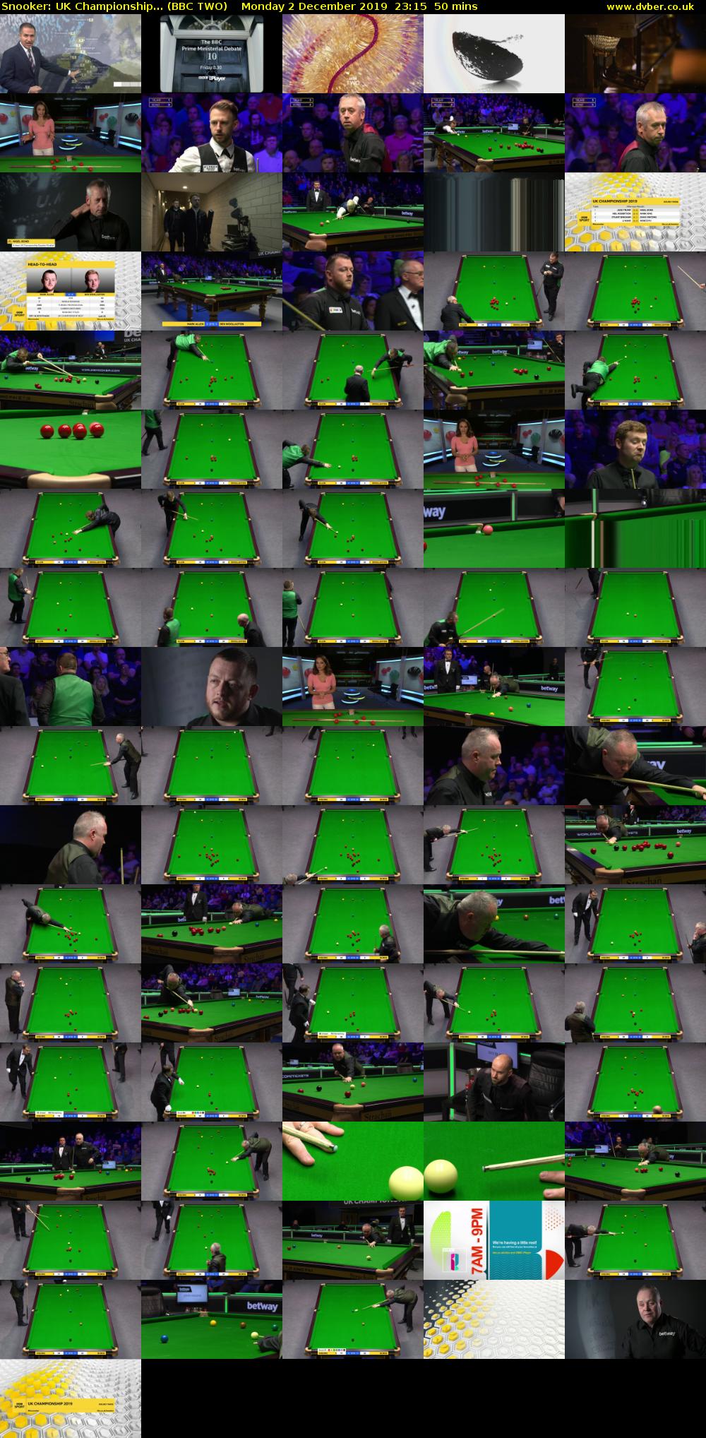 Snooker: UK Championship... (BBC TWO) Monday 2 December 2019 23:15 - 00:05