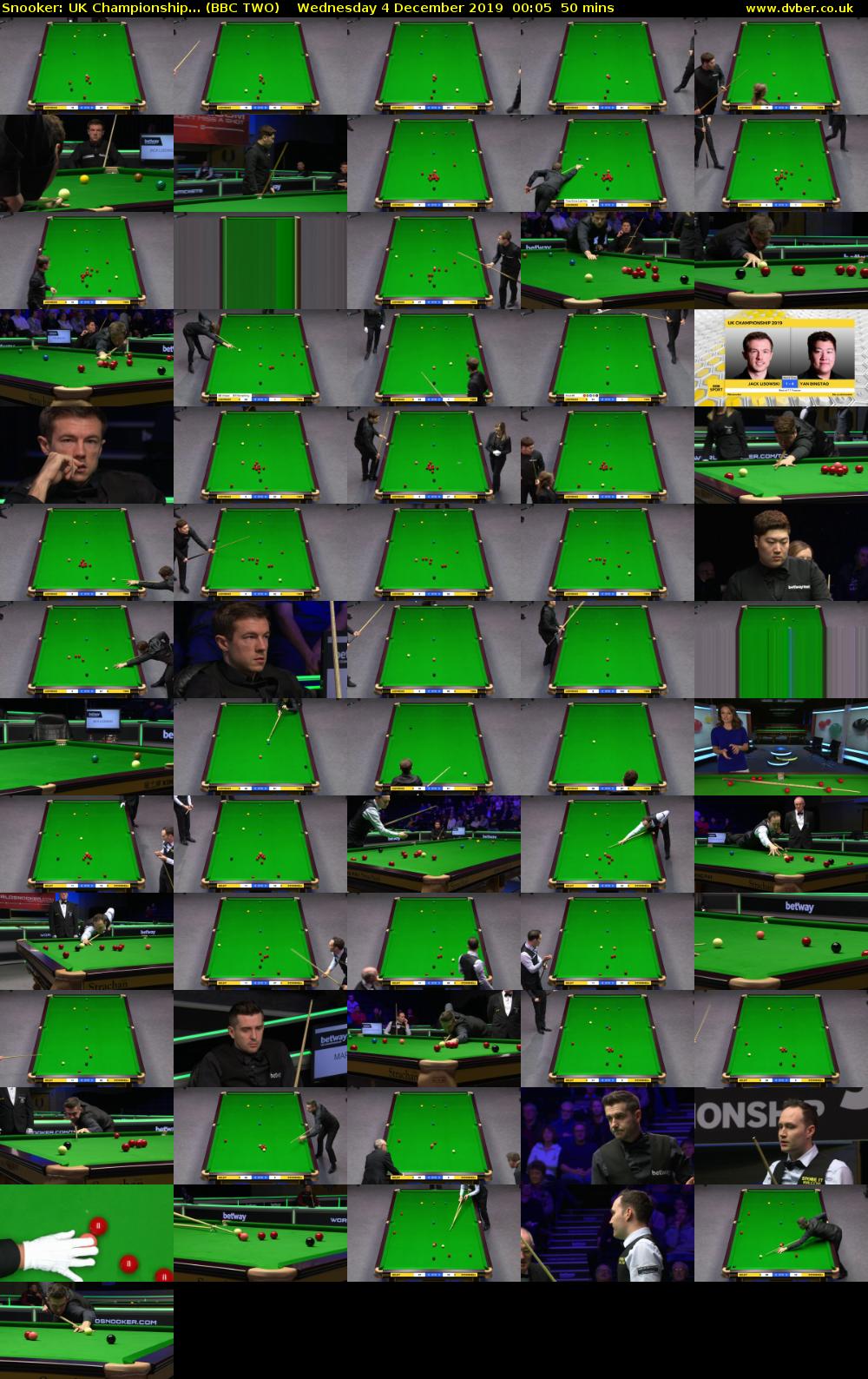 Snooker: UK Championship... (BBC TWO) Wednesday 4 December 2019 00:05 - 00:55