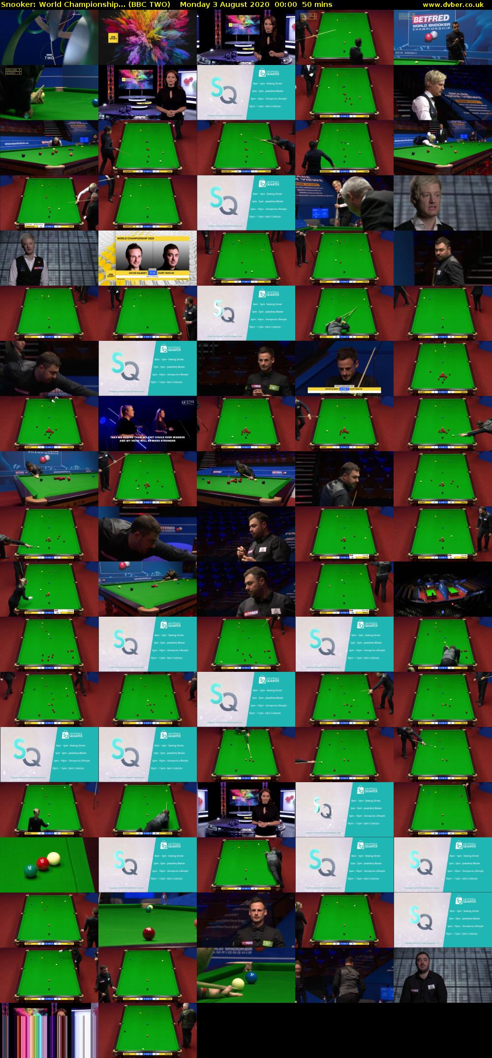 Snooker: World Championship... (BBC TWO) Monday 3 August 2020 00:00 - 00:50