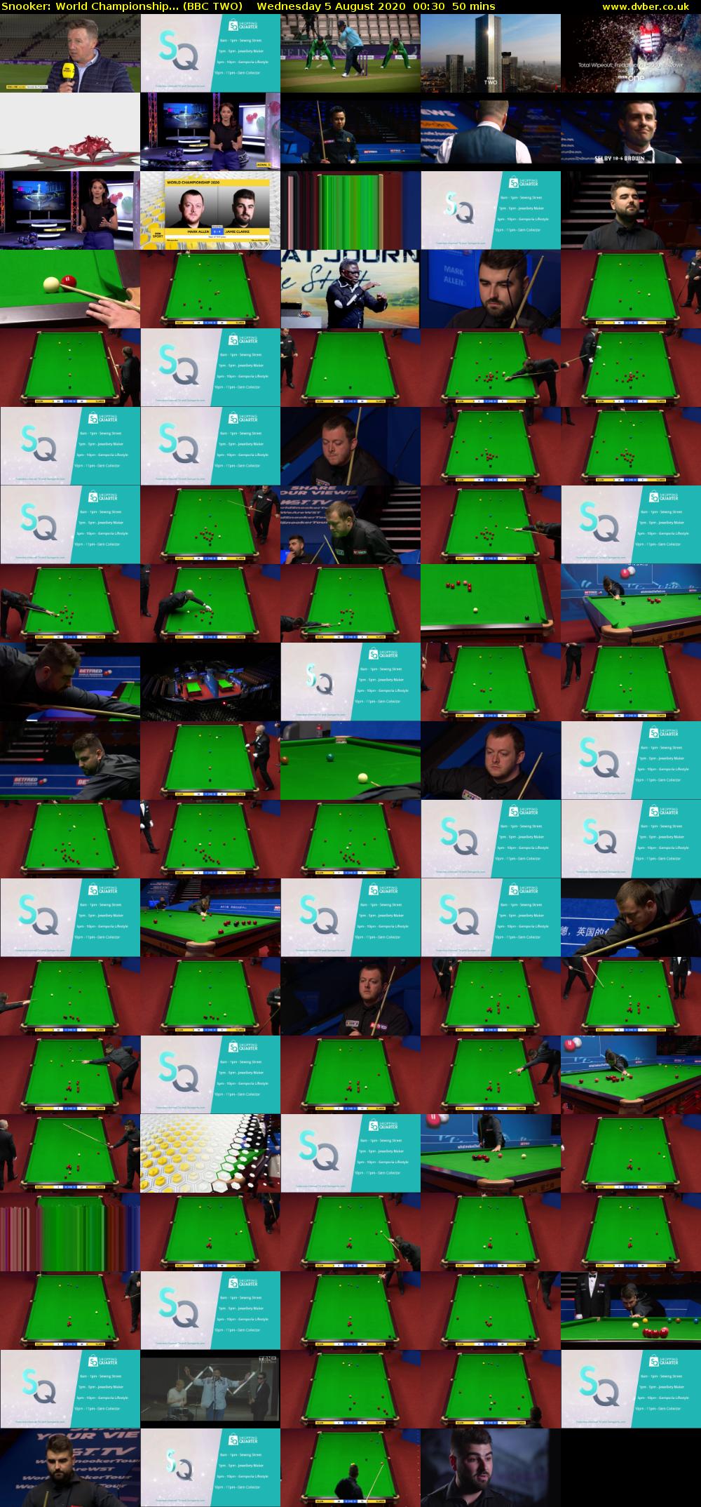 Snooker: World Championship... (BBC TWO) Wednesday 5 August 2020 00:30 - 01:20