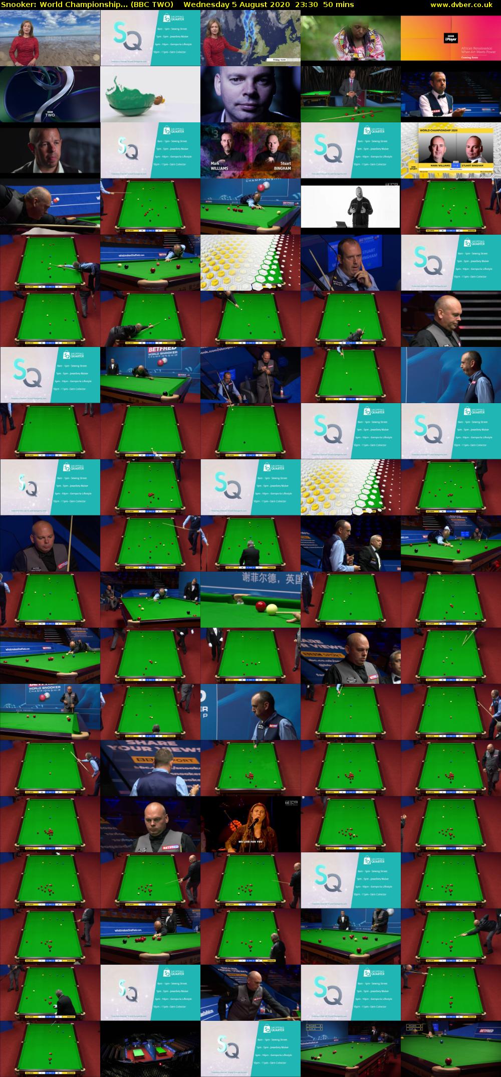 Snooker: World Championship... (BBC TWO) Wednesday 5 August 2020 23:30 - 00:20