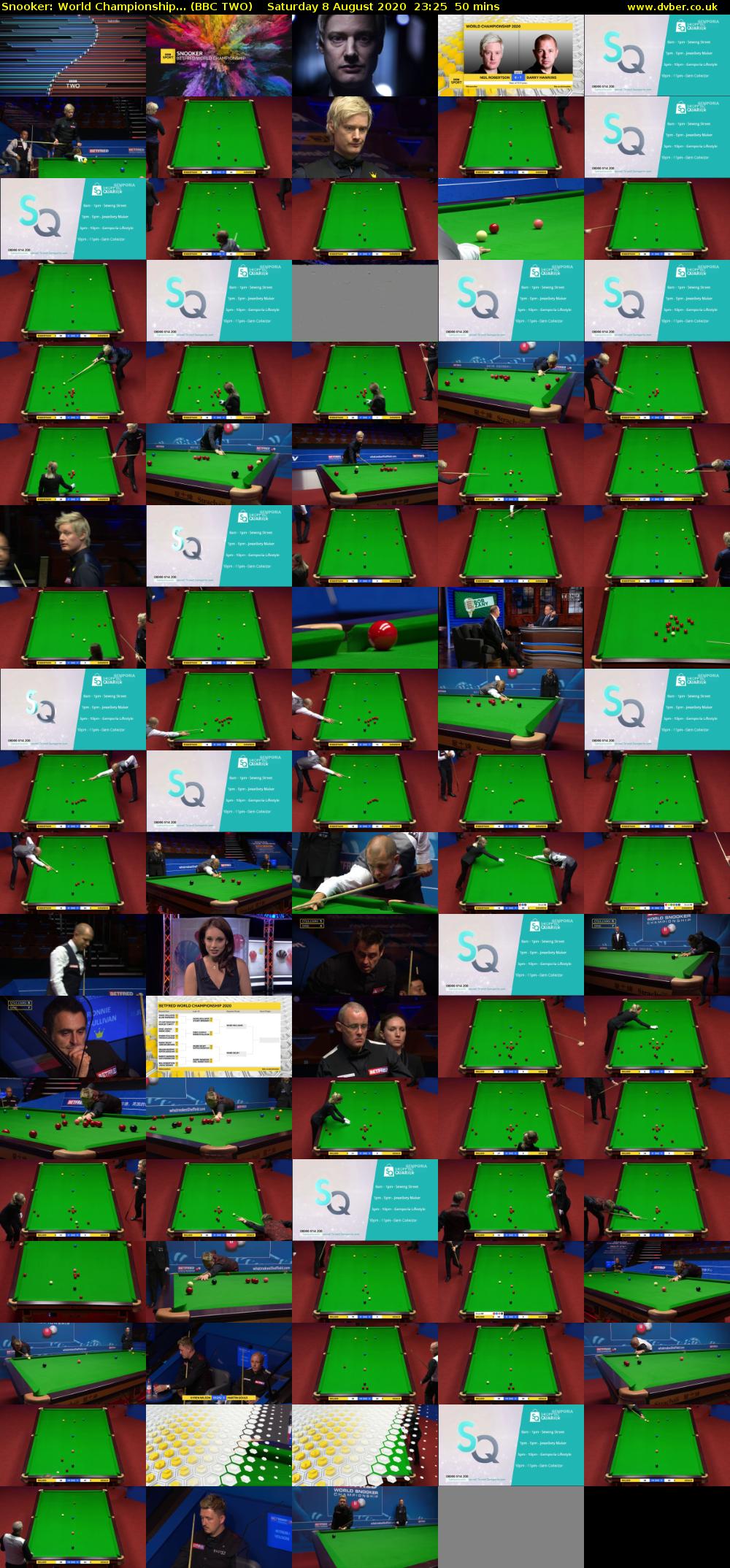 Snooker: World Championship... (BBC TWO) Saturday 8 August 2020 23:25 - 00:15