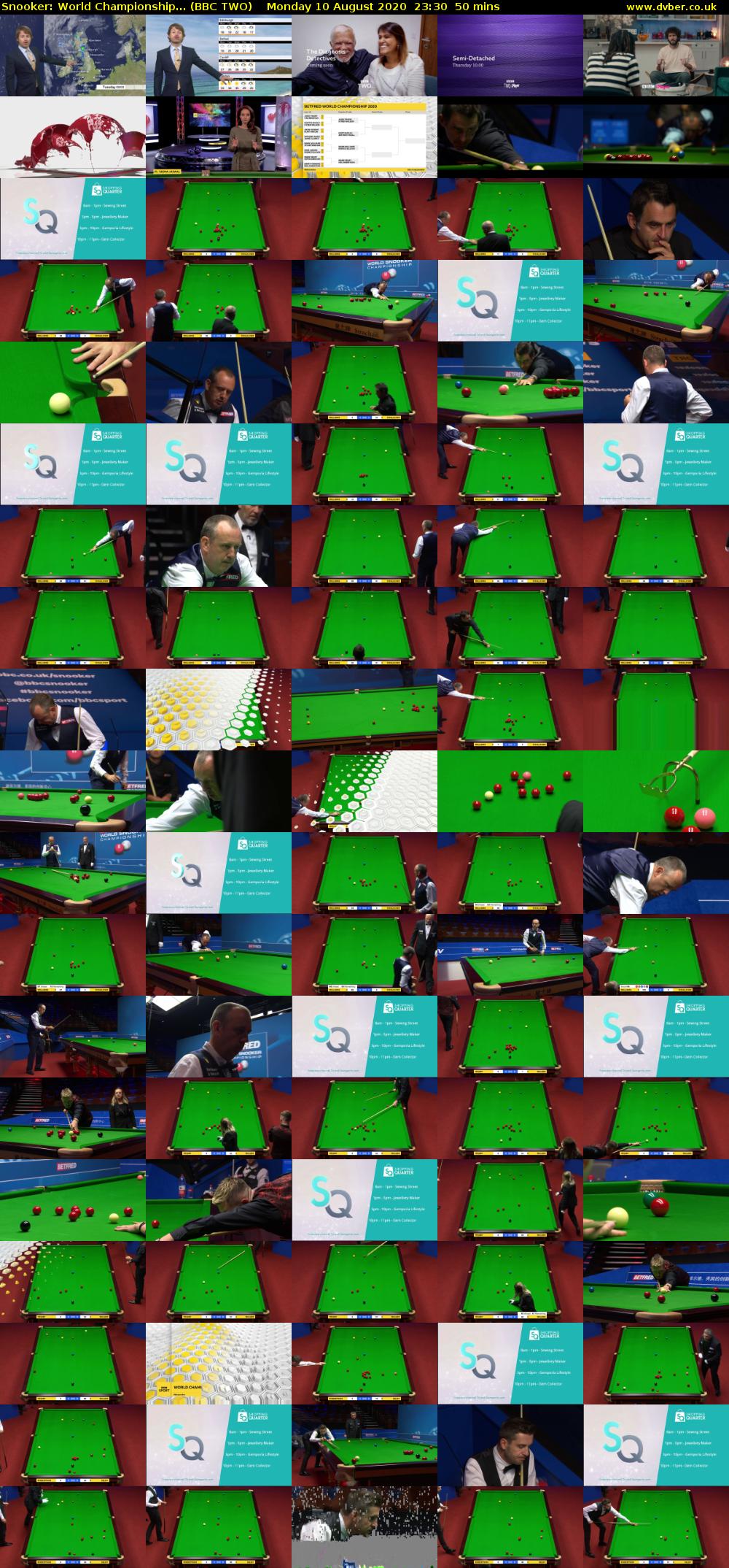 Snooker: World Championship... (BBC TWO) Monday 10 August 2020 23:30 - 00:20