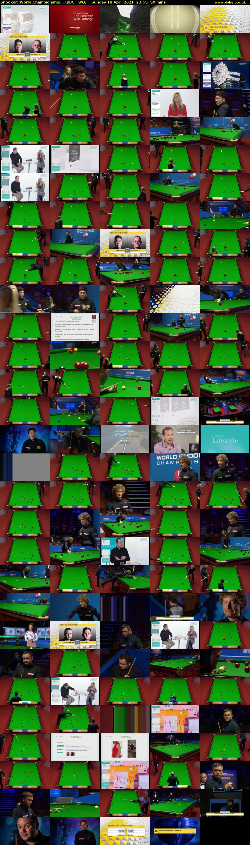 Snooker: World Championship... (BBC TWO) Sunday 18 April 2021 23:55 - 00:45