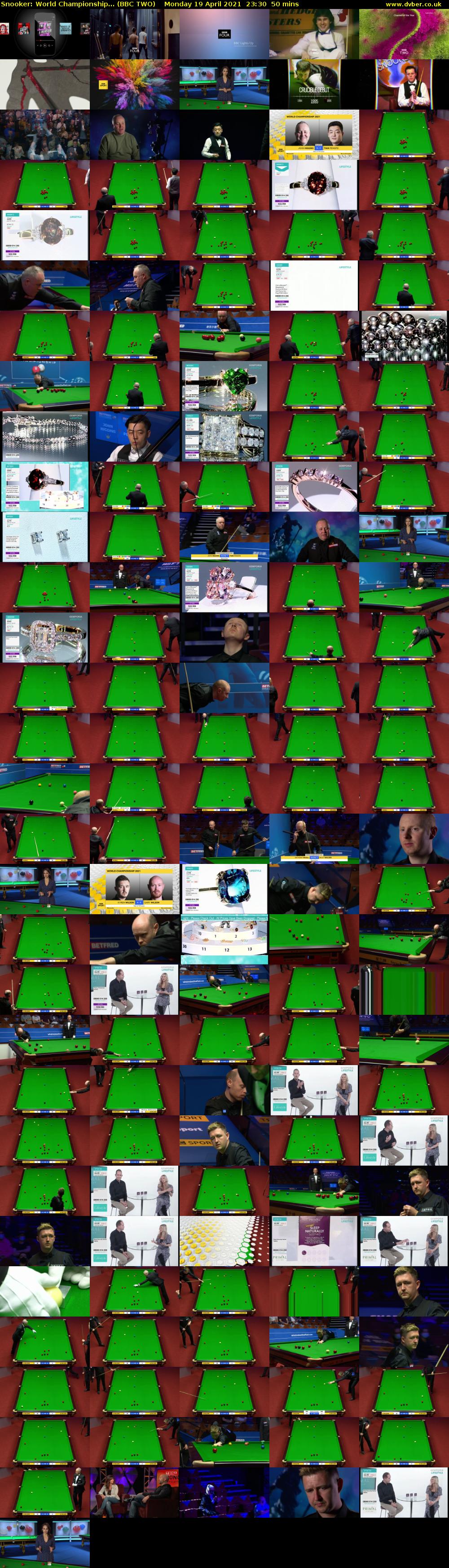 Snooker: World Championship... (BBC TWO) Monday 19 April 2021 23:30 - 00:20