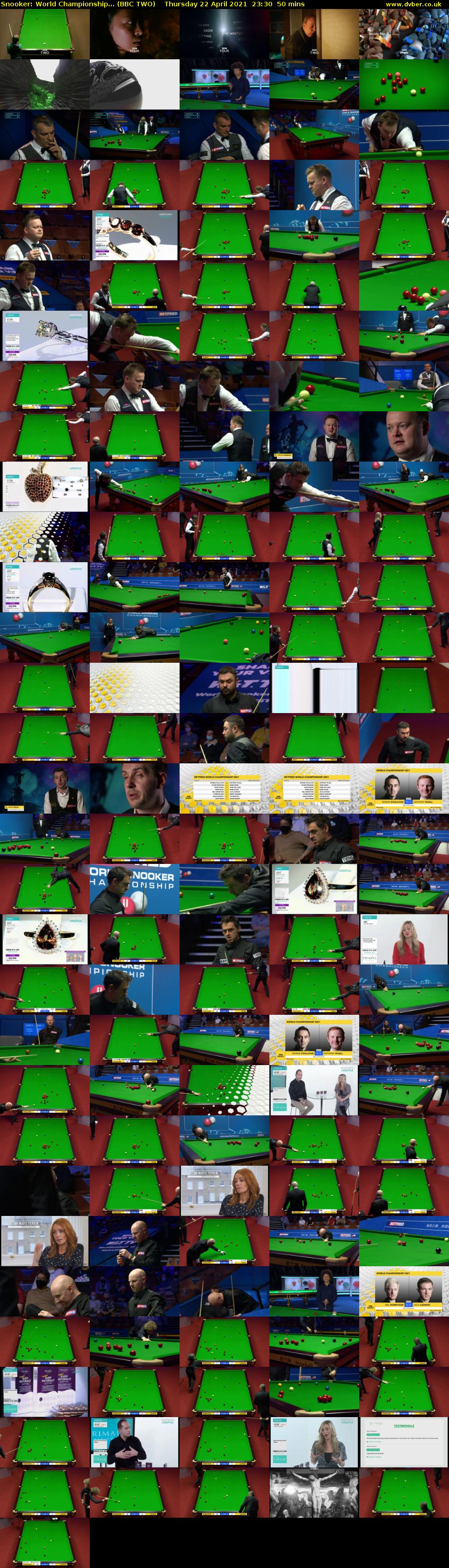 Snooker: World Championship... (BBC TWO) Thursday 22 April 2021 23:30 - 00:20