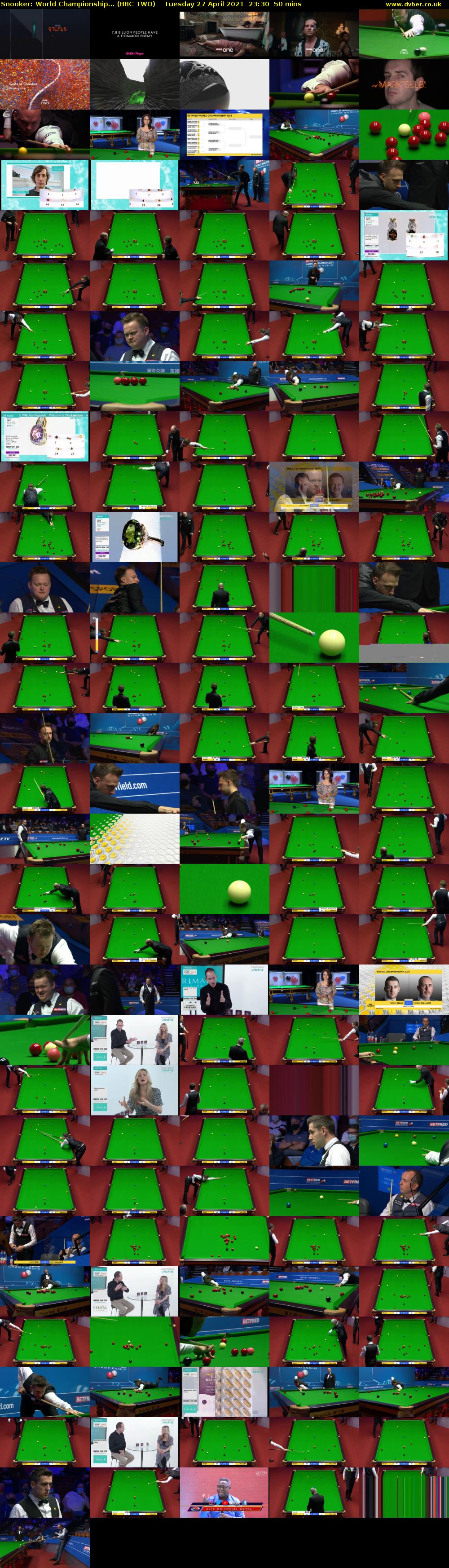 Snooker: World Championship... (BBC TWO) Tuesday 27 April 2021 23:30 - 00:20