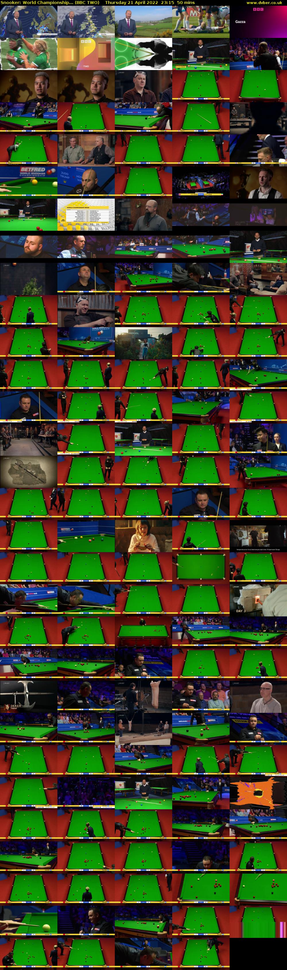 Snooker: World Championship... (BBC TWO) Thursday 21 April 2022 23:15 - 00:05