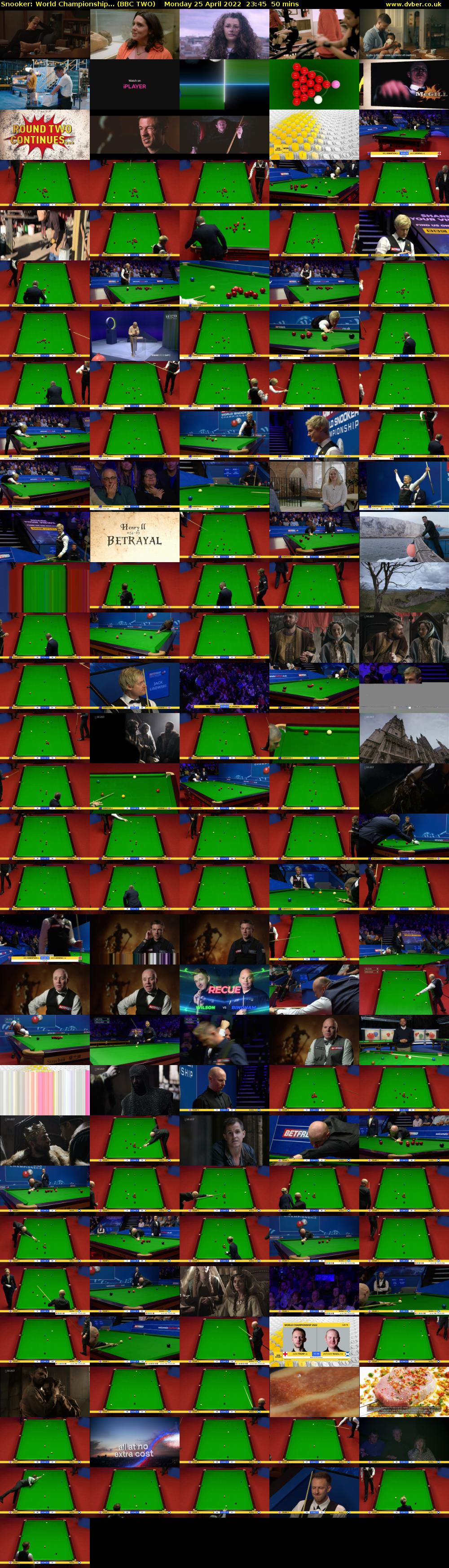 Snooker: World Championship... (BBC TWO) Monday 25 April 2022 23:45 - 00:35