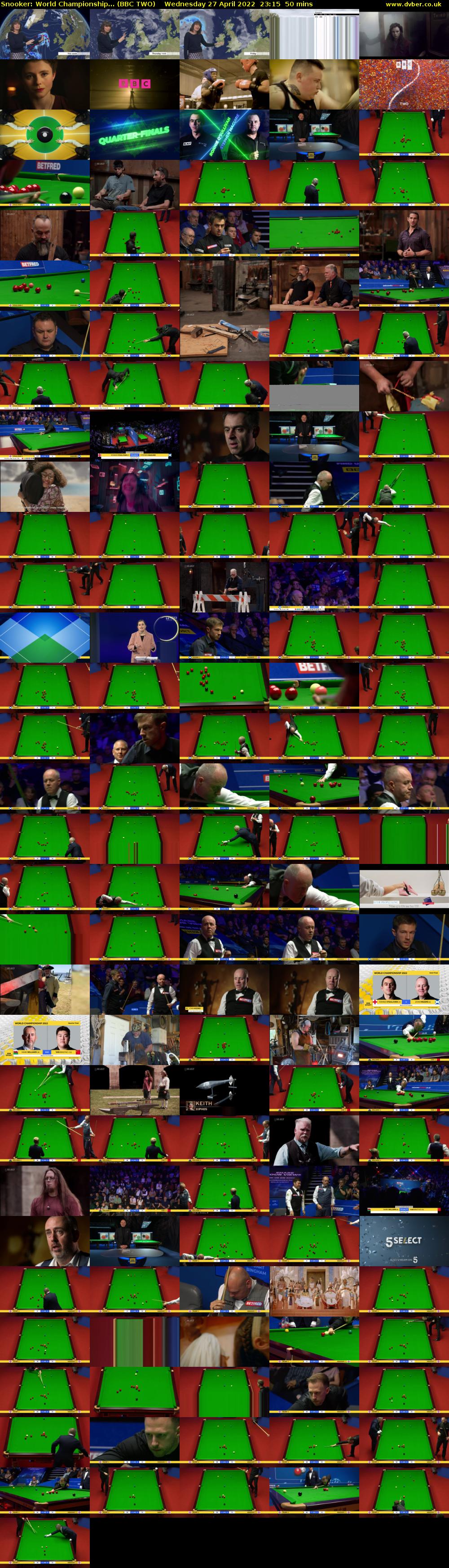 Snooker: World Championship... (BBC TWO) Wednesday 27 April 2022 23:15 - 00:05
