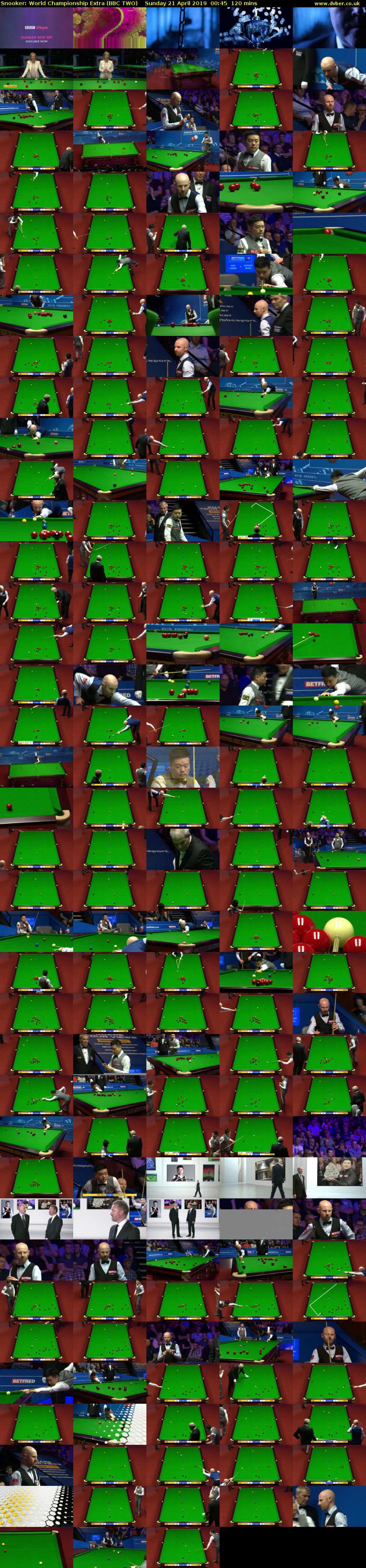 Snooker: World Championship Extra (BBC TWO) Sunday 21 April 2019 00:45 - 02:45