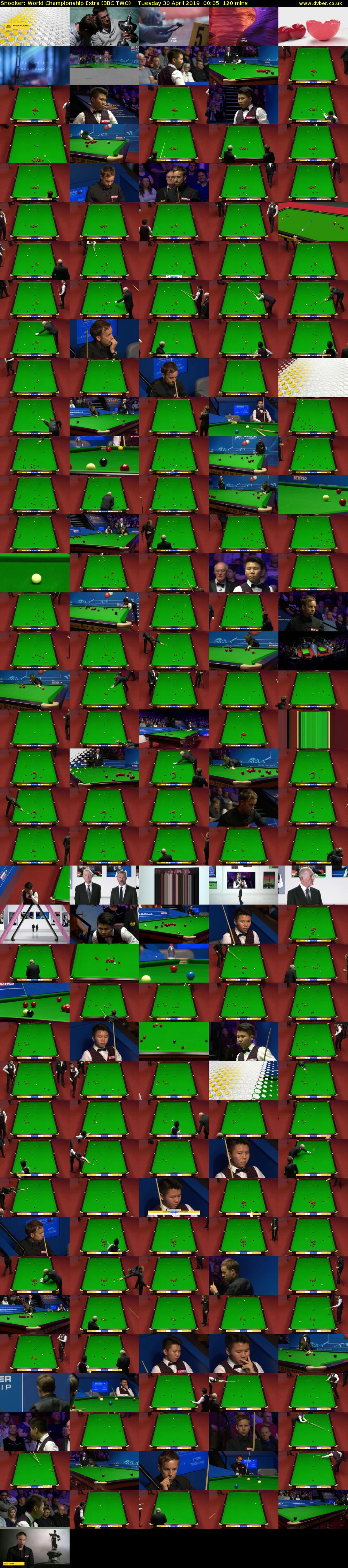 Snooker: World Championship Extra (BBC TWO) Tuesday 30 April 2019 00:05 - 02:05