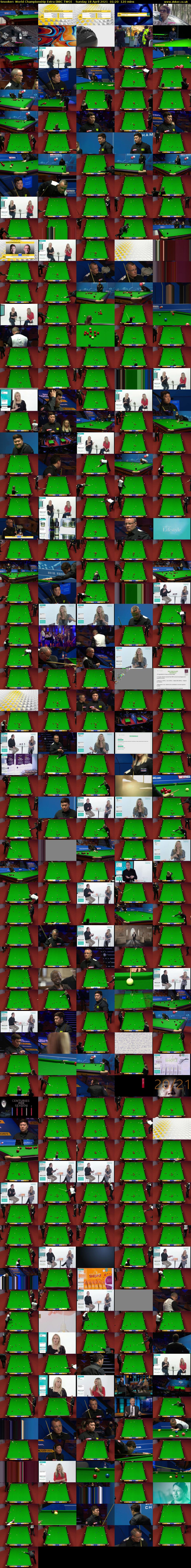 Snooker: World Championship Extra (BBC TWO) Sunday 18 April 2021 01:20 - 03:20