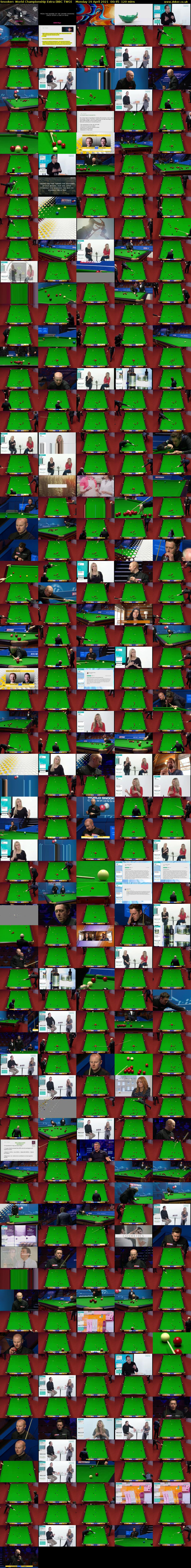 Snooker: World Championship Extra (BBC TWO) Monday 19 April 2021 00:45 - 02:45
