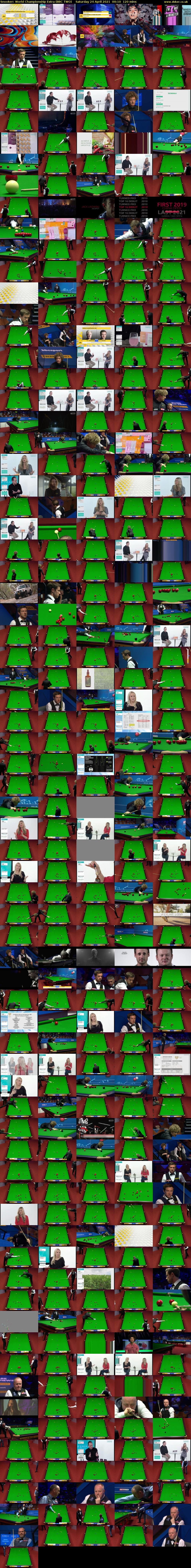 Snooker: World Championship Extra (BBC TWO) Saturday 24 April 2021 00:10 - 02:10