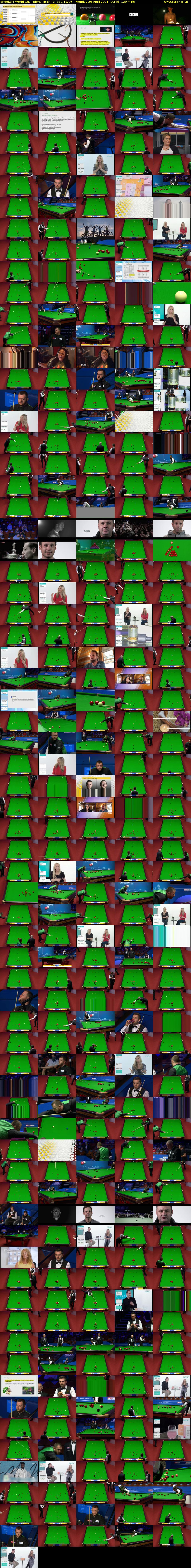 Snooker: World Championship Extra (BBC TWO) Monday 26 April 2021 00:45 - 02:45