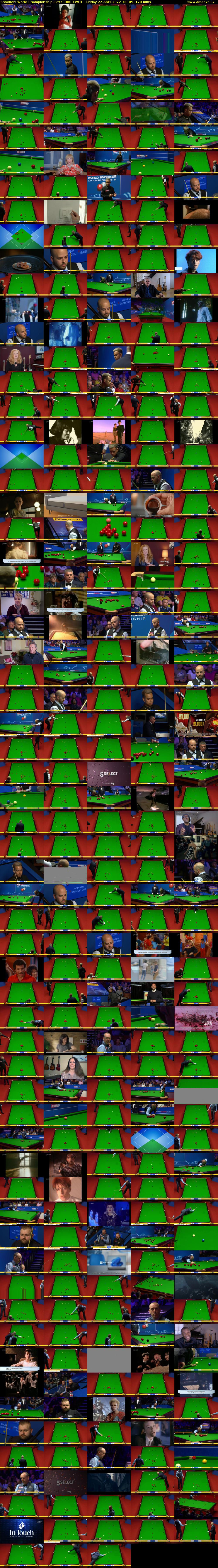 Snooker: World Championship Extra (BBC TWO) Friday 22 April 2022 00:05 - 02:05