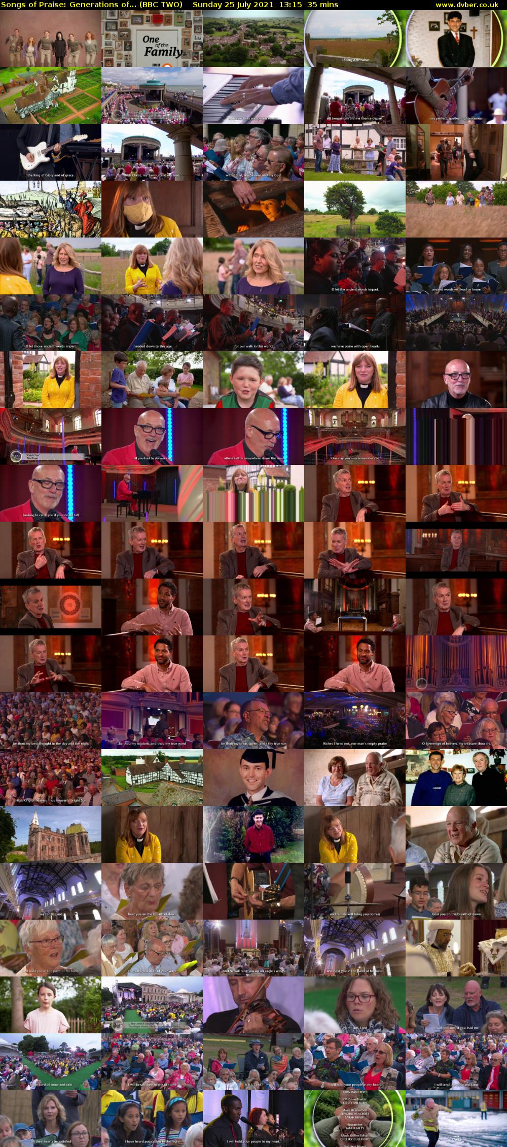 Songs of Praise: Generations of... (BBC TWO) Sunday 25 July 2021 13:15 - 13:50