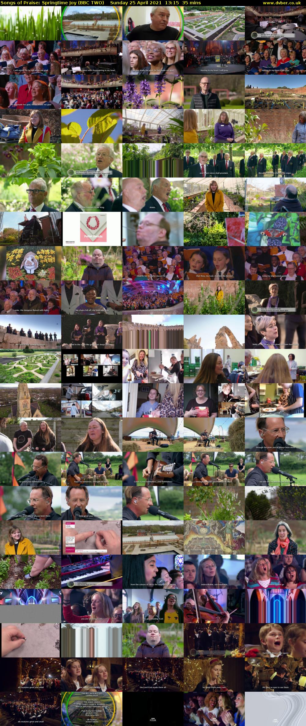 Songs of Praise: Springtime Joy (BBC TWO) Sunday 25 April 2021 13:15 - 13:50