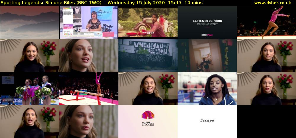 Sporting Legends: Simone Biles (BBC TWO) Wednesday 15 July 2020 15:45 - 15:55
