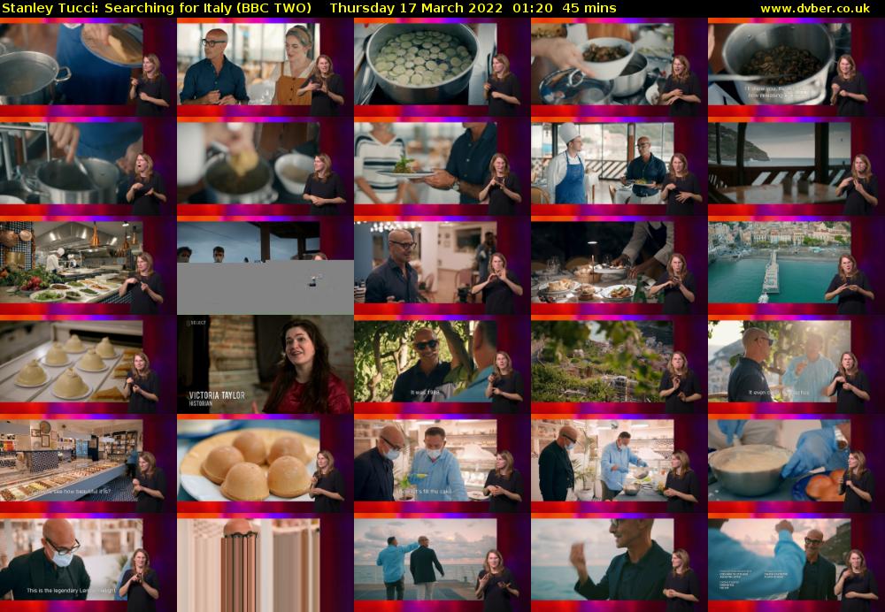 Stanley Tucci: Searching for Italy (BBC TWO) Thursday 17 March 2022 01:20 - 02:05
