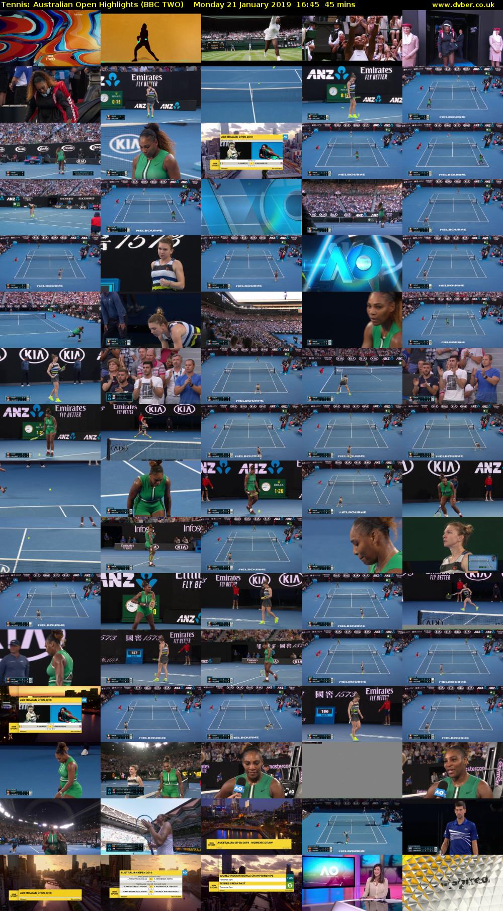 Tennis: Australian Open Highlights (BBC TWO) Monday 21 January 2019 16:45 - 17:30