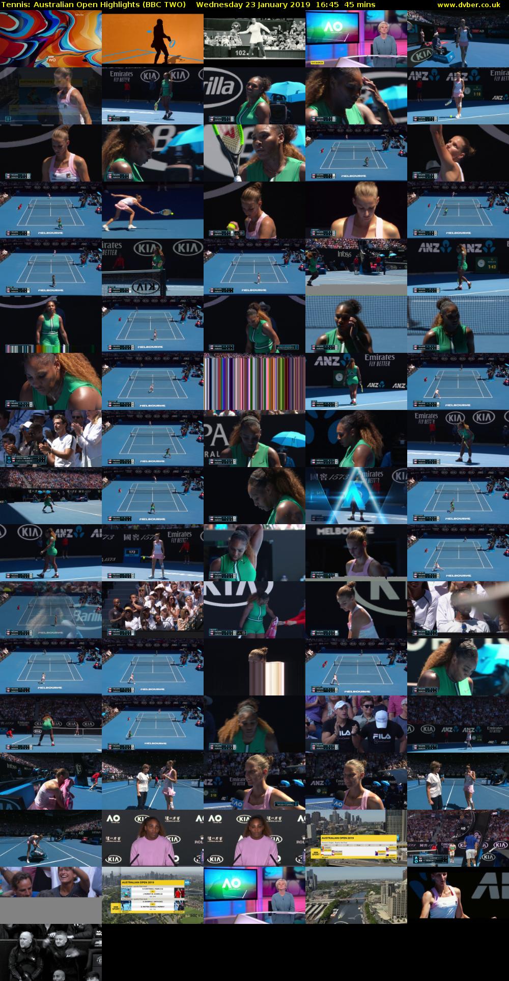 Tennis: Australian Open Highlights (BBC TWO) Wednesday 23 January 2019 16:45 - 17:30