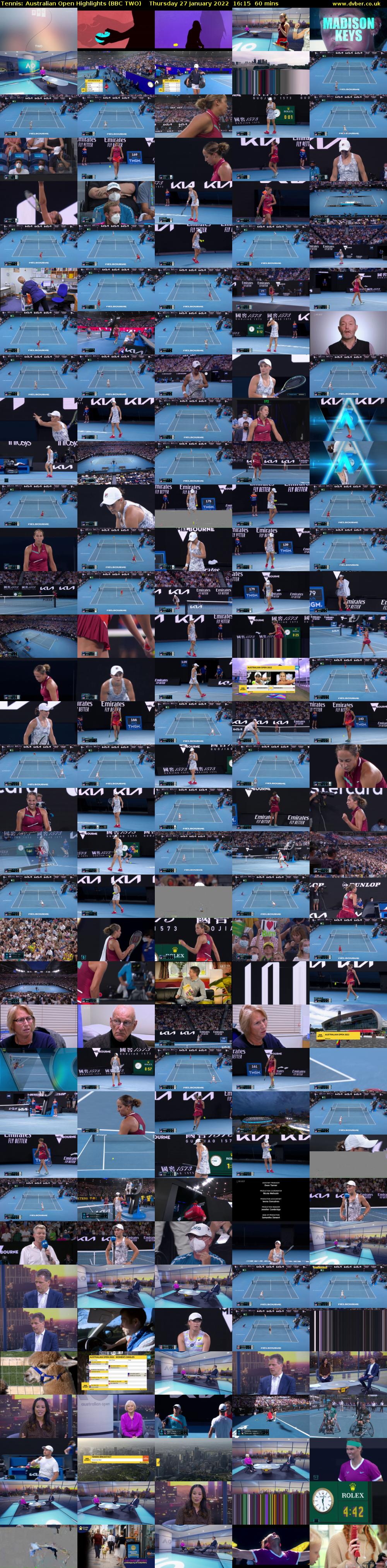 Tennis: Australian Open Highlights (BBC TWO) Thursday 27 January 2022 16:15 - 17:15