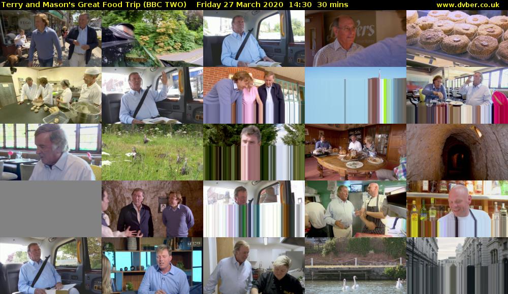 Terry and Mason's Great Food Trip (BBC TWO) Friday 27 March 2020 14:30 - 15:00