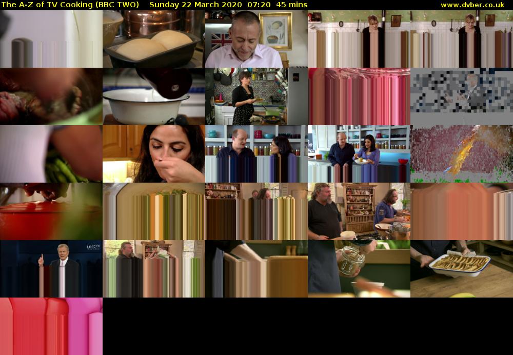 The A-Z of TV Cooking (BBC TWO) Sunday 22 March 2020 07:20 - 08:05