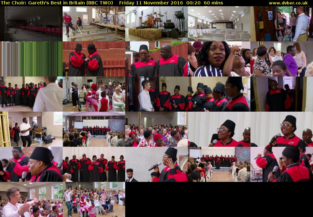 The Choir: Gareth's Best in Britain (BBC TWO) Friday 11 November 2016 00:20 - 01:20