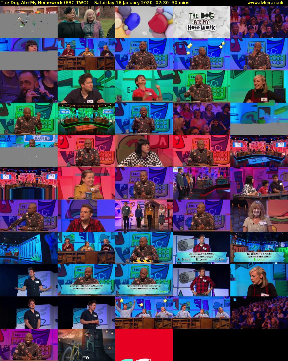 The Dog Ate My Homework (BBC TWO) Saturday 18 January 2020 07:30 - 08:00