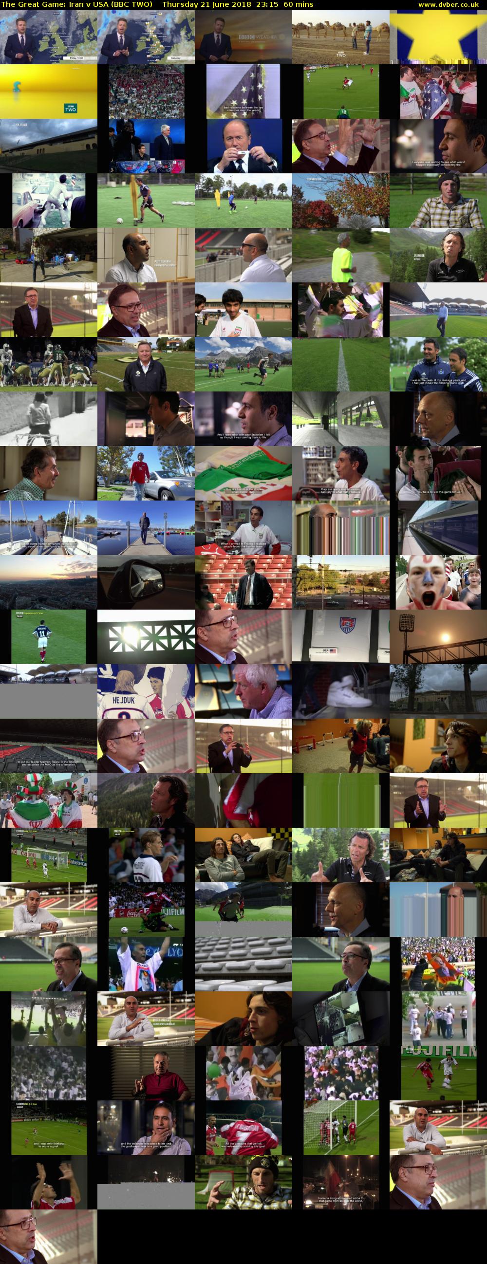 The Great Game: Iran v USA (BBC TWO) Thursday 21 June 2018 23:15 - 00:15
